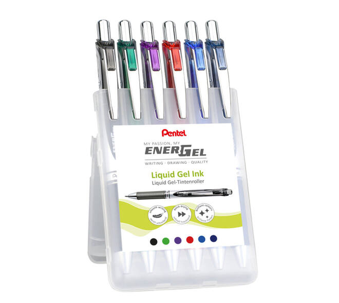 Gelschrijver Pentel BL77 Energel medium assorti 6 stuks