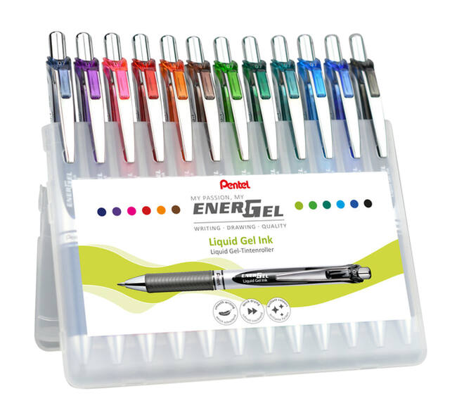 Gelschrijver Pentel BL77 Energel medium assorti 12 stuks