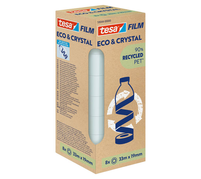 Plakband Tesa eco&crystal 59044 19mmx33m transparant 8 rollen