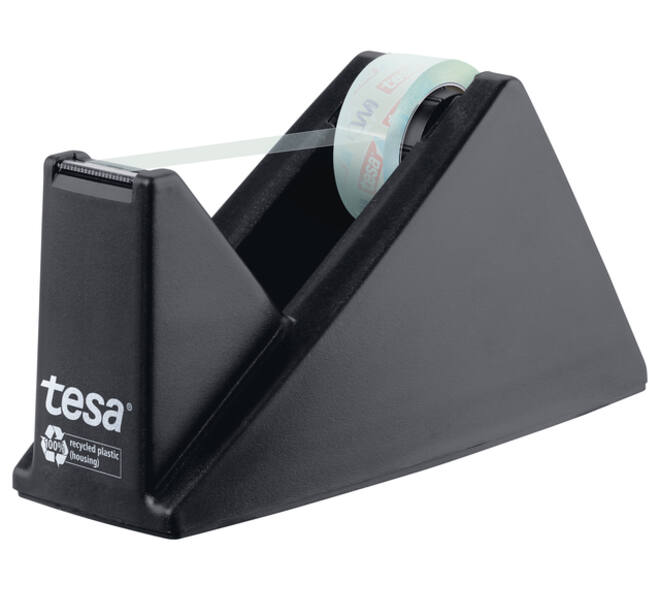 Plakbandhouder Tesa eco&crystal 59045 zwart met 1 rol tape 19mmx10m
