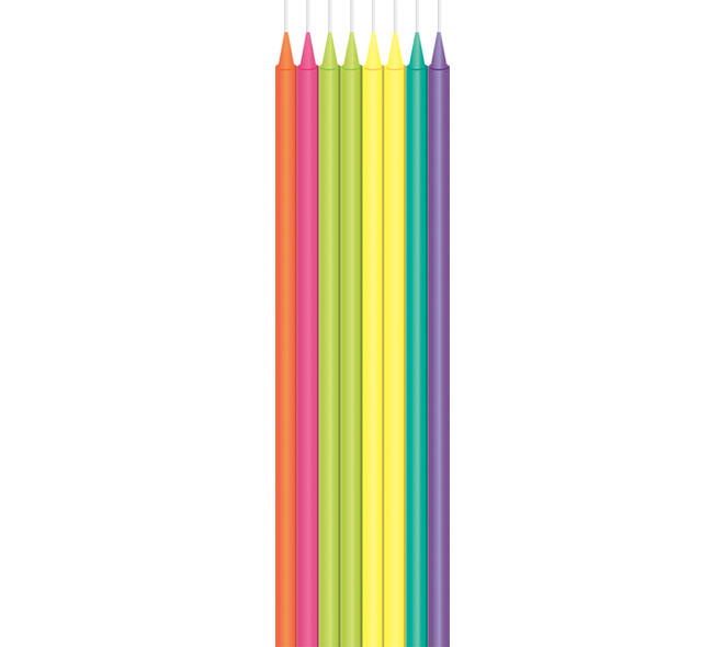 Kaarsjes Haza long bright 15cm 16 stuks assorti
