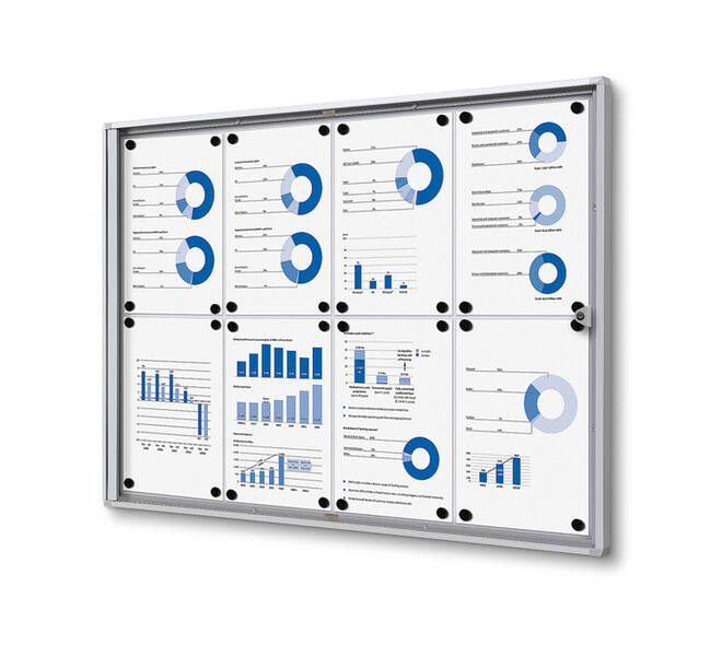 Vitrinebord Quantore voor binnen 8x A4 zilver