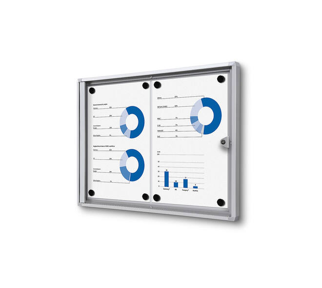 Vitrinebord Quantore voor binnen 2x A4 zilver