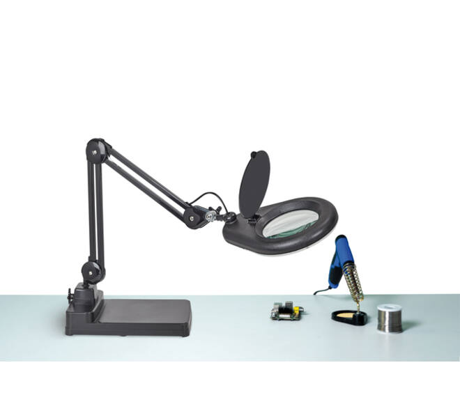 Loeplamp MAUL Viso LED met voet zwart