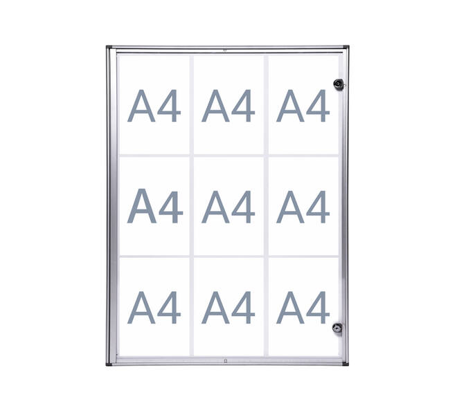 Binnenvitrine wand MAULextraslim whiteboard 9xA4 met slot