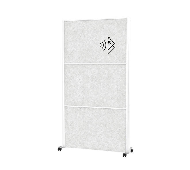Scheidingswand MAUL akoestiek 100x180 3x lichtgrijs wit frame mobiel