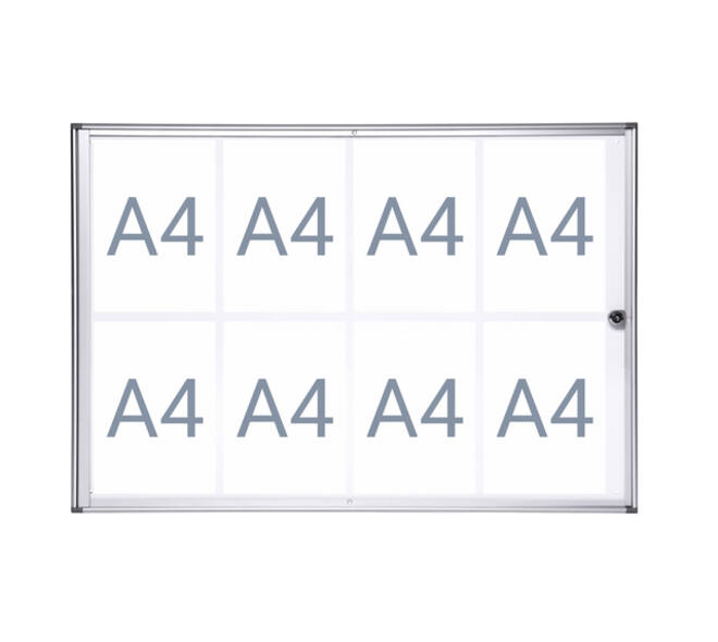 Binnenvitrine wand MAULextraslim whiteboard 8xA4 met slot