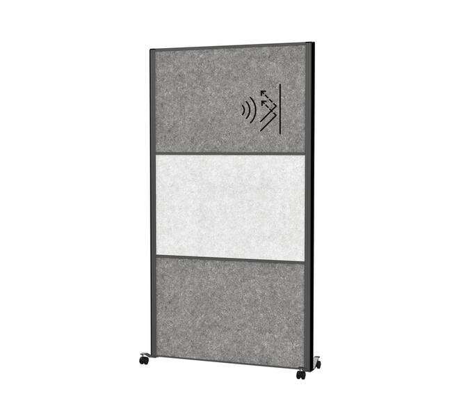 Scheidingswand MAUL akoestiek 100x180 2xdonker- 1xlichtgrijs antrac.frame mobiel
