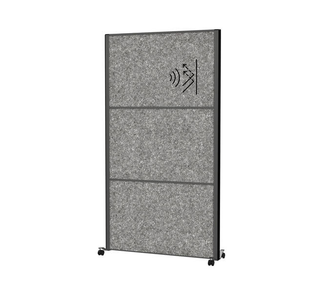 Scheidingswand MAUL akoestiek Uplight 100x180 donkergrijs antraciet frame mobiel