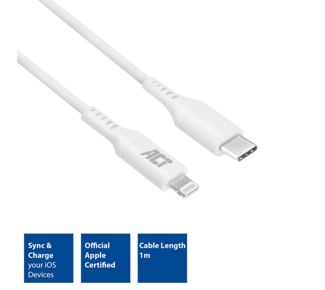 Kabel ACT USB-C naar Lightning laad -en data 1 meter