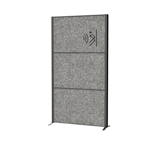 Scheidingswand MAUL akoestiek Uplight 100x180 donkergrijs antraciet frame op voet
