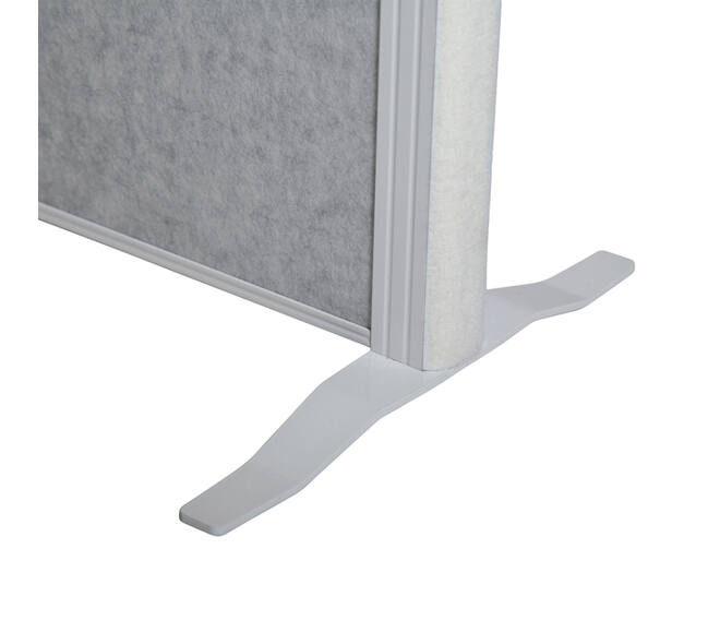 Scheidingswand MAUL akoestiek 100x180 2x licht- 1x donkergrijs wit frame op voet