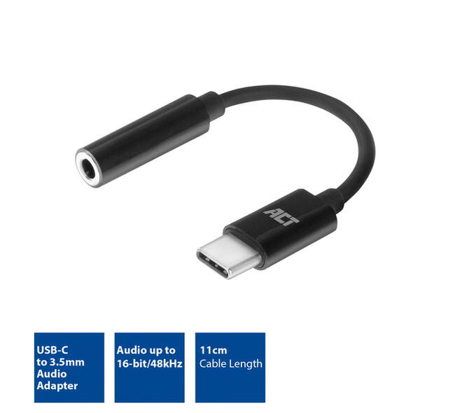 Adapter ACT USB-C naar 3.5mm audio jack 0.1 meter