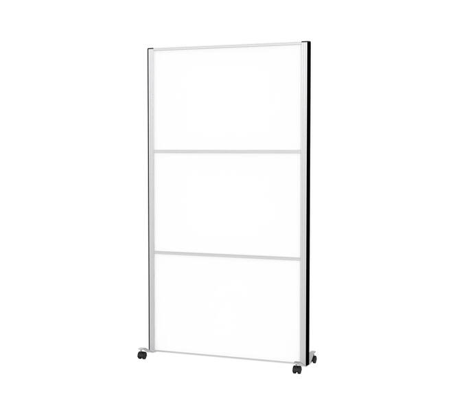 Scheidingswand MAUL akoestiek 100x180 whiteboard alum.frame mobiel