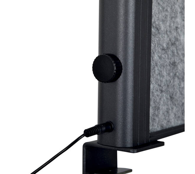 Scheidingswand MAUL akoestiek Uplight 120x50 donkergrijs antrac.frame tafelklem