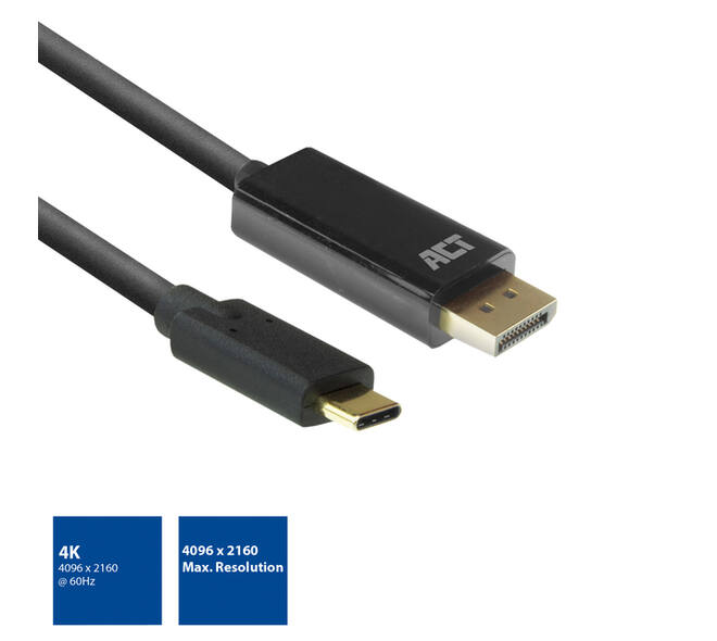 Kabel ACT USB-C naar Displayport 60Hz 2 meter