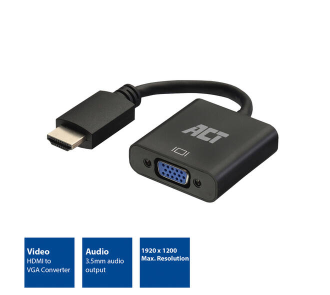 Adapter ACT HDMI naar VGA met audio 0.15 meter
