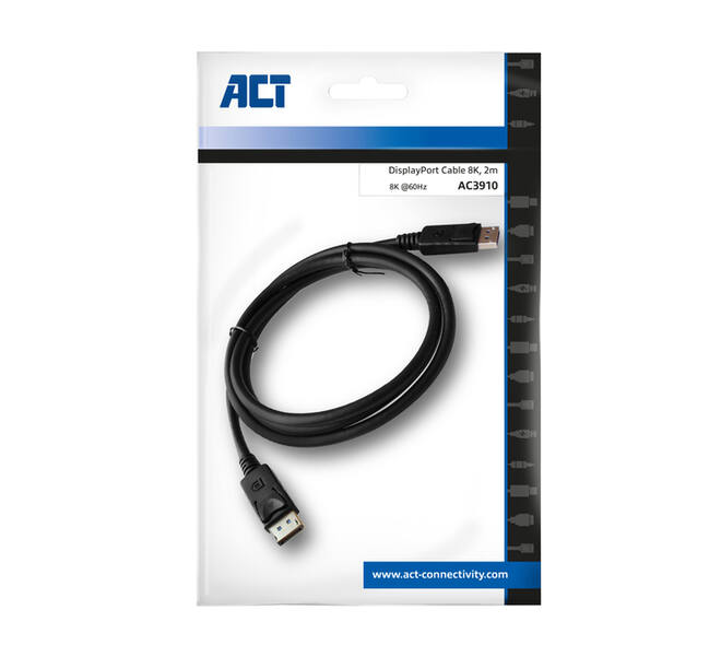 Kabel ACT DisplayPort 1.4 8K M-M 2 meter zwart