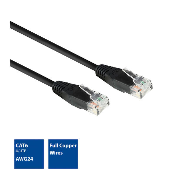 Kabel ACT CAT6 Network koper 5 meter zwart