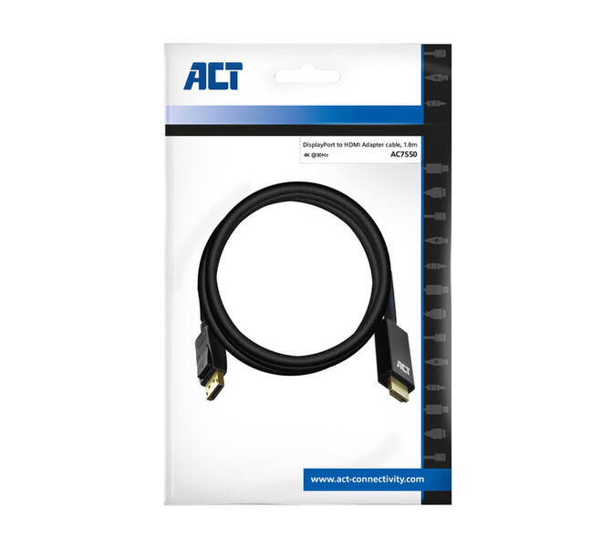Kabel ACT DisplayPort naar HDMI 1,8 meter