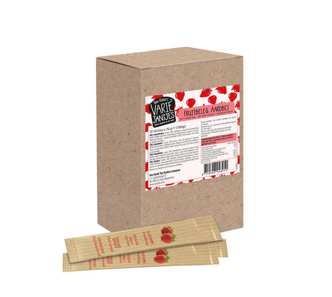 Fruitbeleg van Oordt VarieJantjes aardbeien 12x15 gram sticks