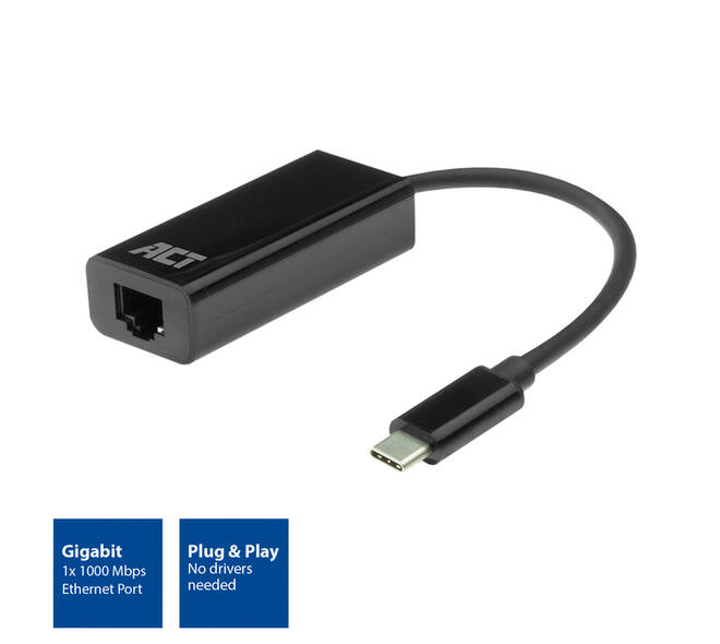 Adapter ACT USB-C naar Gigabit Ethernet 0.15 meter