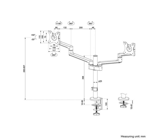 Monitorarm Neomounts NEXT Lite dual 17-27" wit