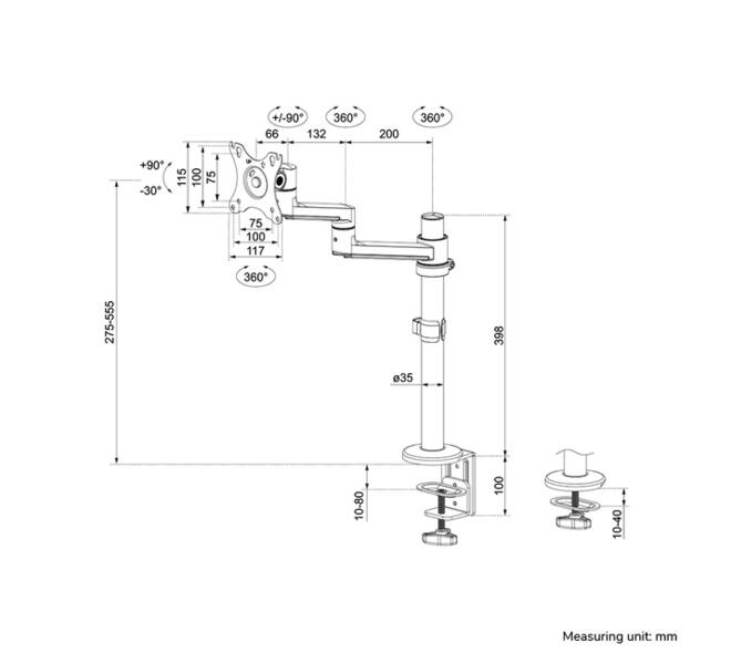 Monitorarm Neomounts NEXT Lite single 17-27" wit