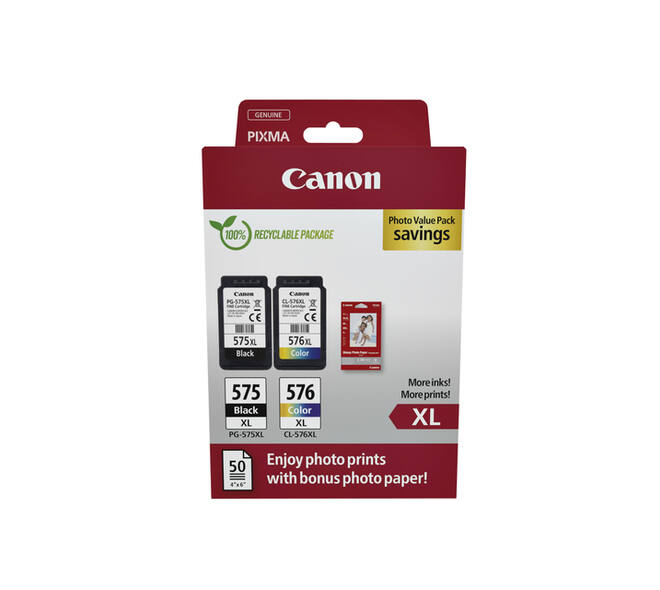 Inktcartridge Canon PG-575XL CL-576XL zw+kl+papier