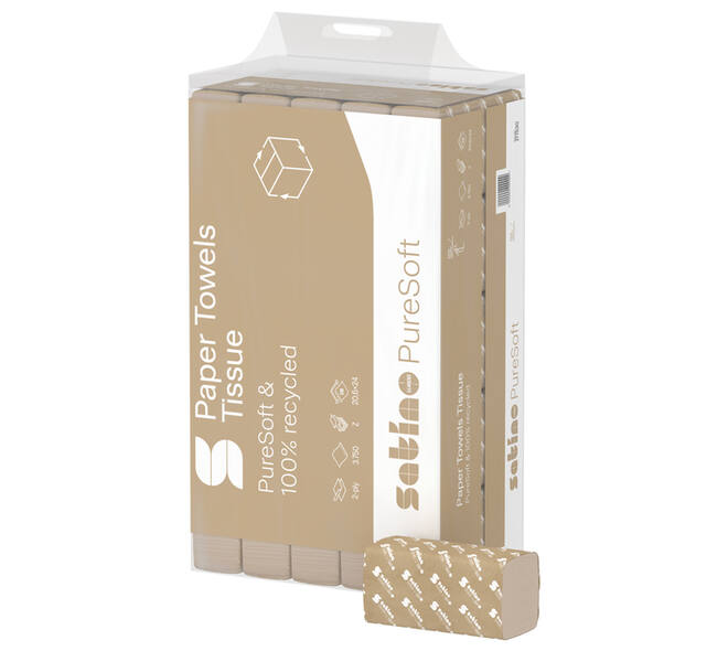 Handdoek Satino PT2 PureSoft z-vouw 2-laags 206x240mm 25x150 vel naturel 277530