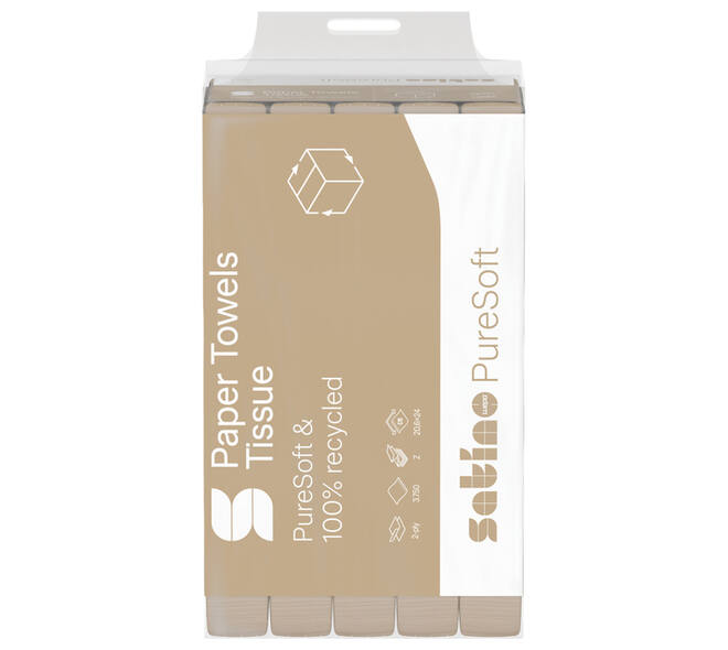 Handdoek Satino PT2 PureSoft z-vouw 2-laags 206x240mm 25x150 vel naturel 277530