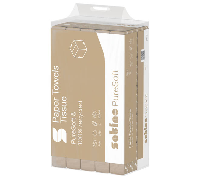 Handdoek Satino PT2 PureSoft z-vouw 2-laags 206x240mm 25x150 vel naturel 277530