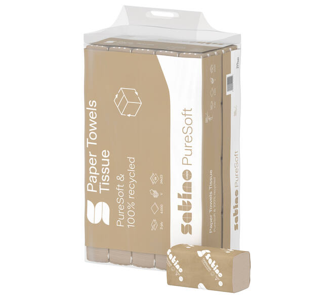 Handdoek Satino PT3 PureSoft v-vouw 2-laags 240x230mm 20x200 vel naturel 277540