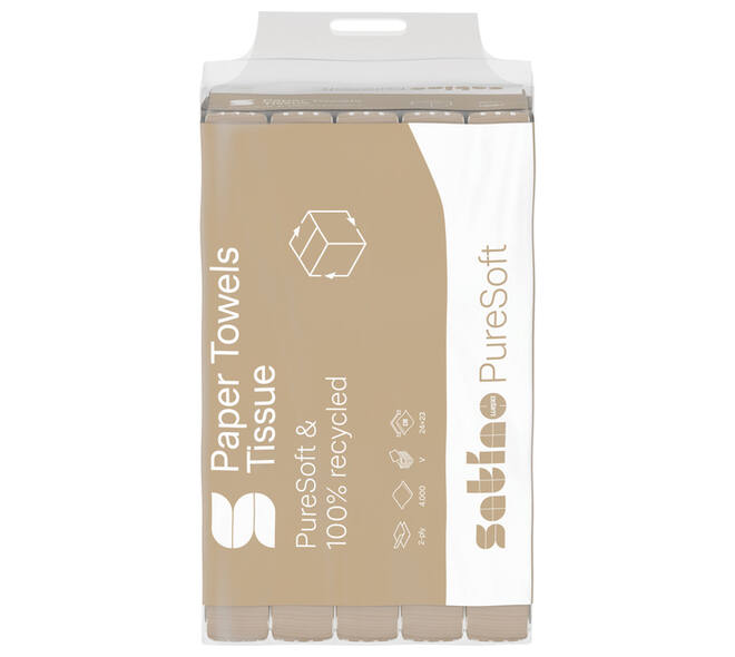 Handdoek Satino PT3 PureSoft v-vouw 2-laags 240x230mm 20x200 vel naturel 277540