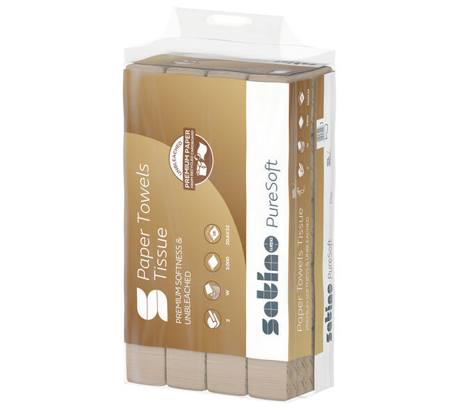 Handdoek Satino PT2 PureSoft w-vouw 2-laags 206x320mm 25x120 vel naturel 277520