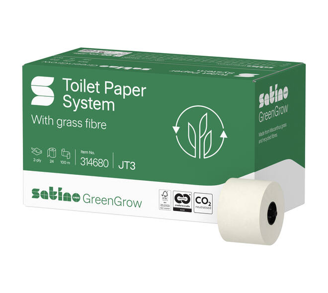 Toiletpapier Satino JT3 GreenGrow systeemrol 2-laags 24x100m wit 314680