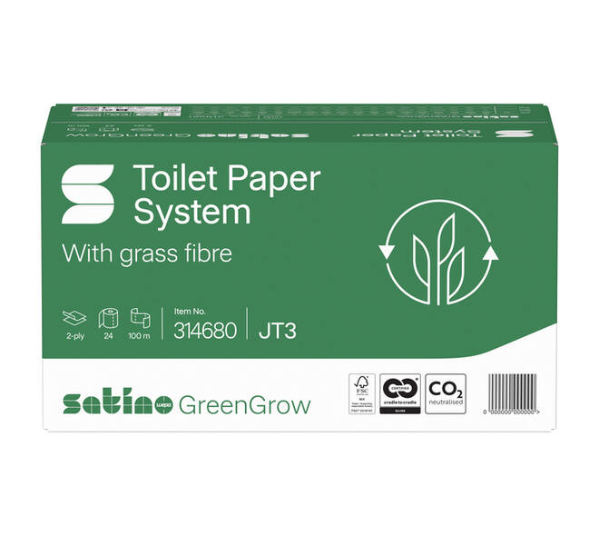 Toiletpapier Satino JT3 GreenGrow systeemrol 2-laags 24x100m wit 314680