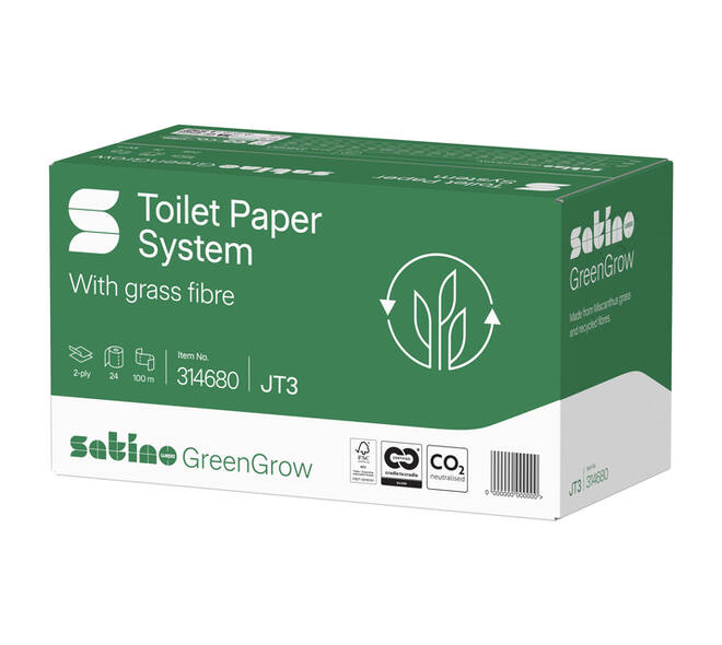 Toiletpapier Satino JT3 GreenGrow systeemrol 2-laags 24x100m wit 314680