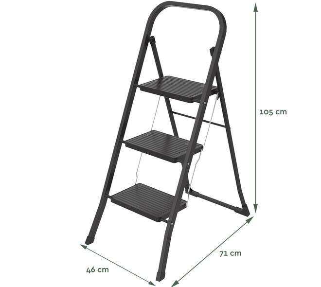Huishoudtrap BRASQ 3 treden SL300 zwart