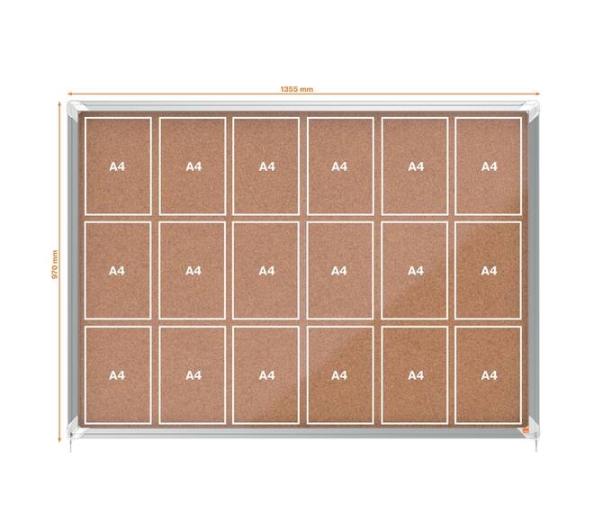 Binnenvitrine Nobo Premium Plus 18xA4 schuifdeur kurk
