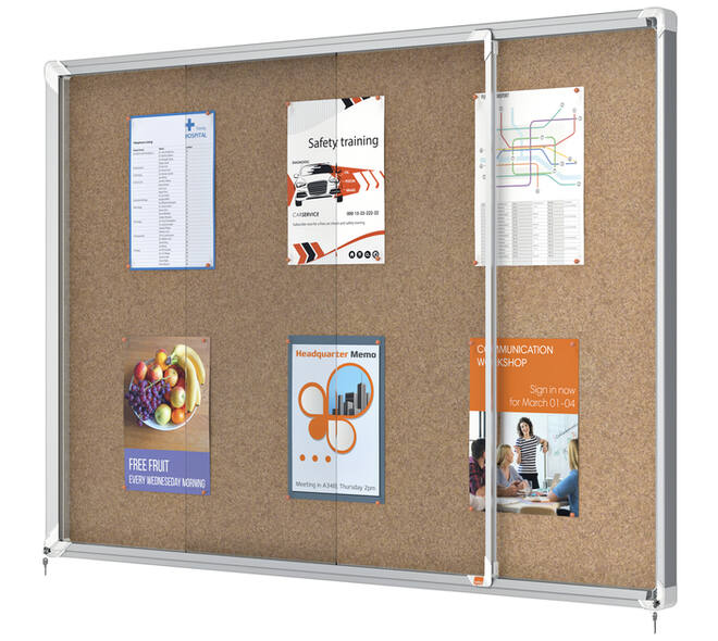 Binnenvitrine Nobo Premium Plus 18xA4 schuifdeur kurk