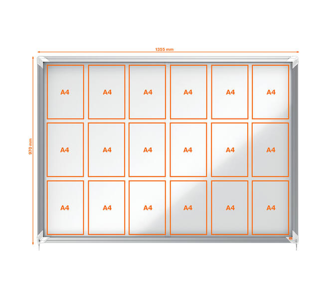 Binnenvitrine Nobo Premium Plus 18xA4 schuifdeur magnetisch