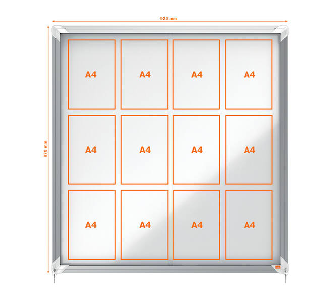 Binnenvitrine Nobo Premium Plus 12xA4 schuifdeur magnetisch