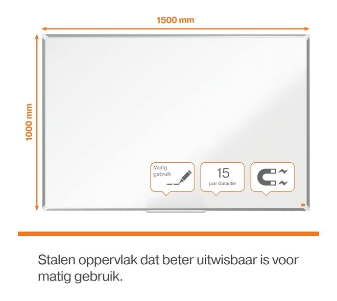 Whiteboard Nobo Premium Plus 100x150cm staal