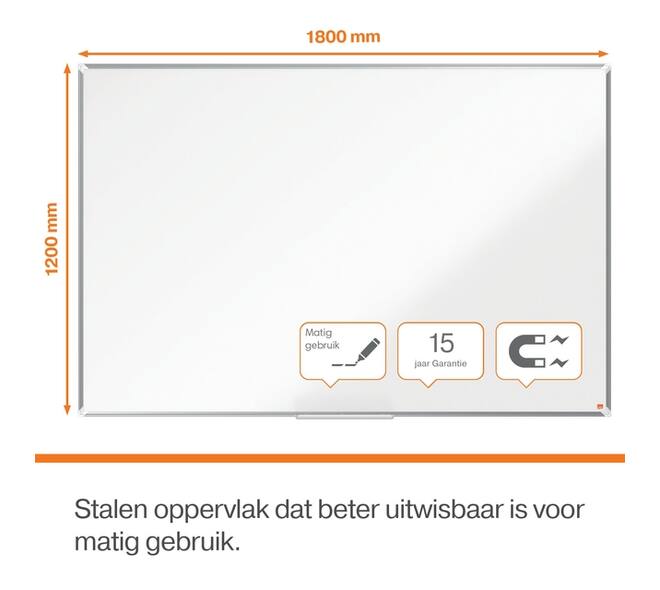 Whiteboard Nobo Premium Plus 120x180cm staal