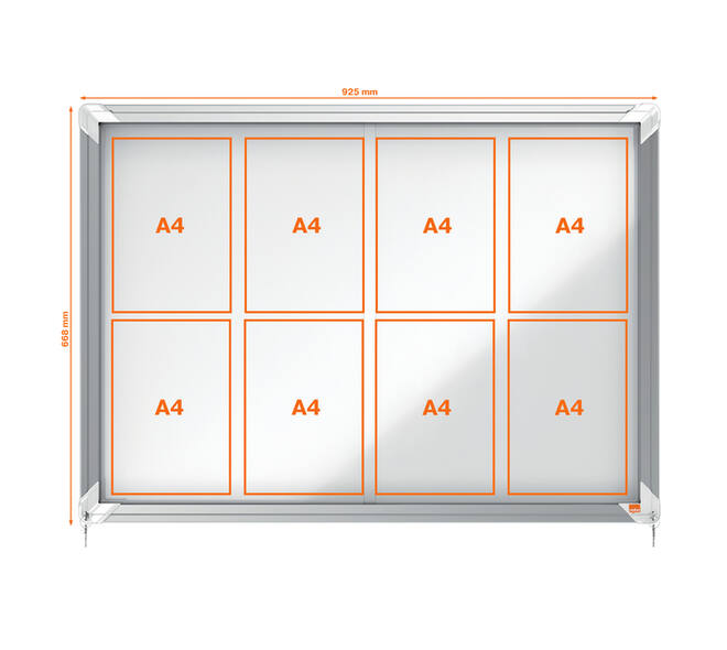 Binnenvitrine Nobo Premium Plus 8xA4 schuifdeur magnetisch