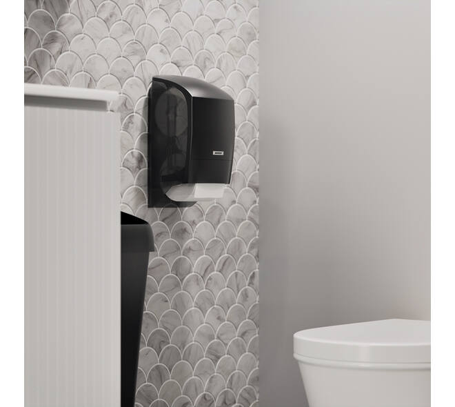 Toiletpapierdispenser Katrin systeemrol duo zwart 77519