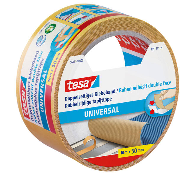 Tapijttape tesa® universal 10mx50mm dubbelzijdig wit