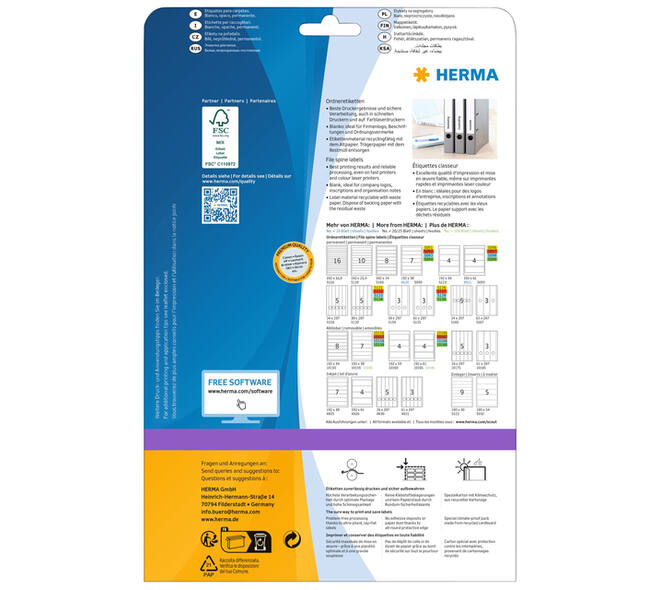 Rugetiket HERMA 5123 192x59mm zelfklevend wit 100 etiketten
