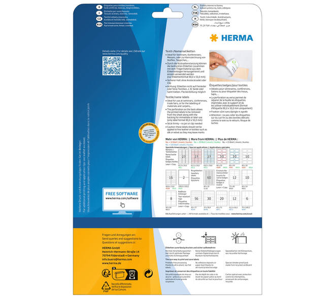 Naambadge etiket HERMA 4412 80x50mm verwijderbaar wit 250 stuks